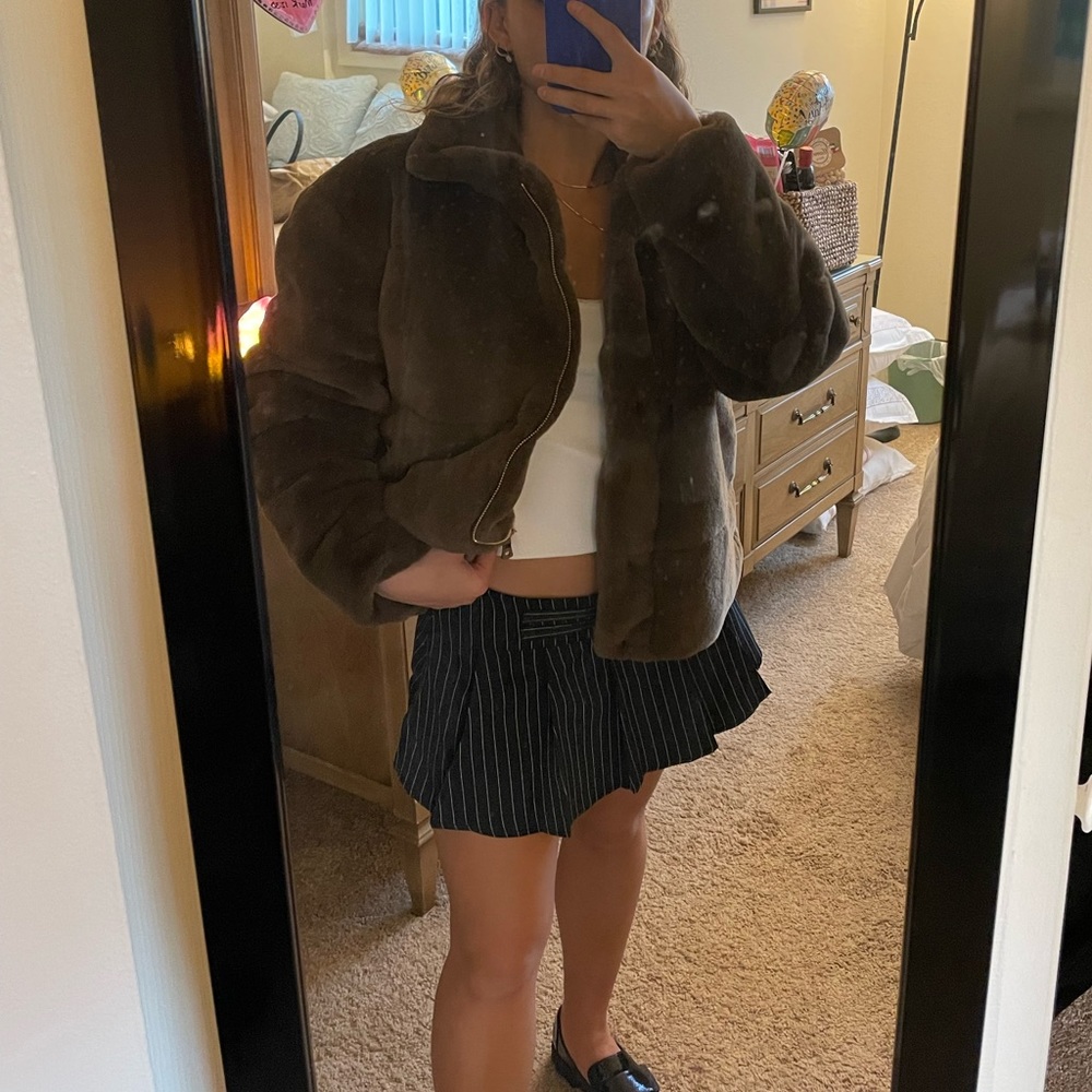 Brown fur puffer jacket